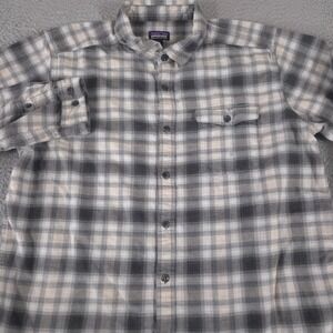 Patagonia Shirt Mens Large Gray Lightweight Fjord Flannel Organic Cotton Plaid